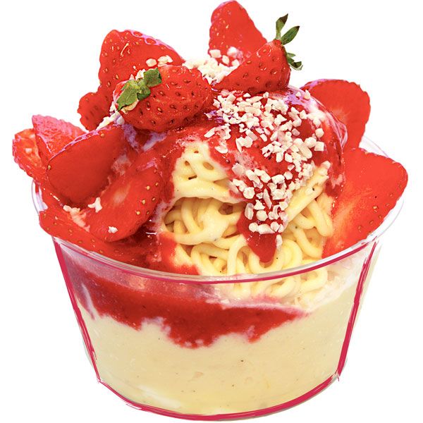 Erdbeer Spaghetti-Eis zum Mitnehmen