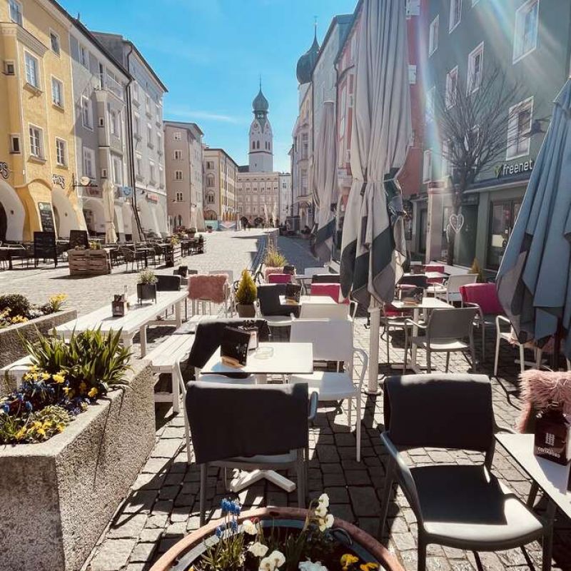 Terrasse im Eiscafé San Marco / Rosenheim