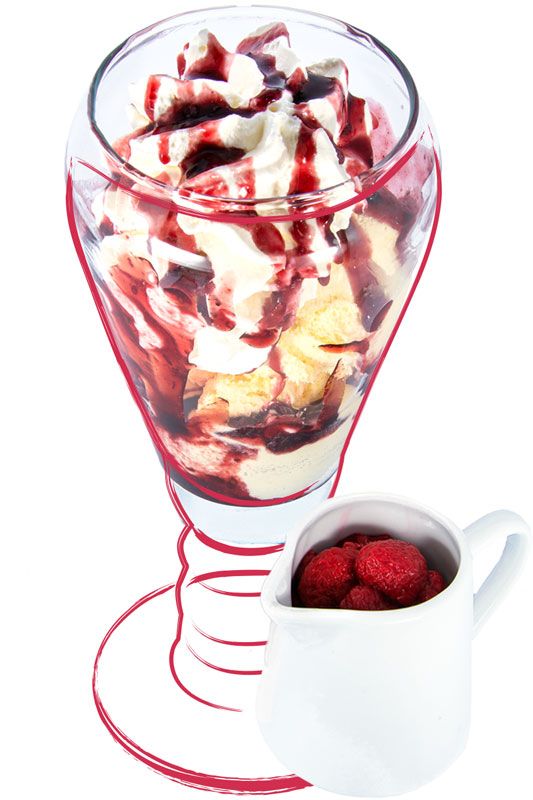 Eisbecher Heiße Himbeeren